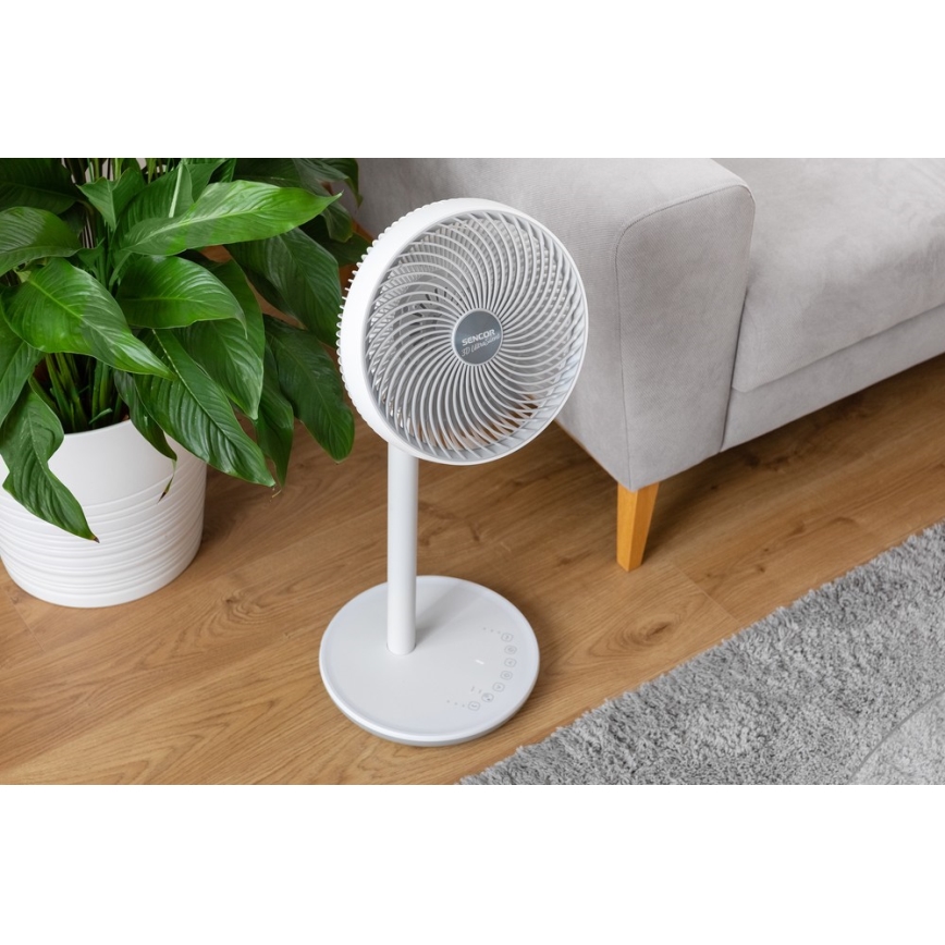 Sencor - Ventoinha de chão 3D UltraSilent 26W/230V branco + controlo remoto