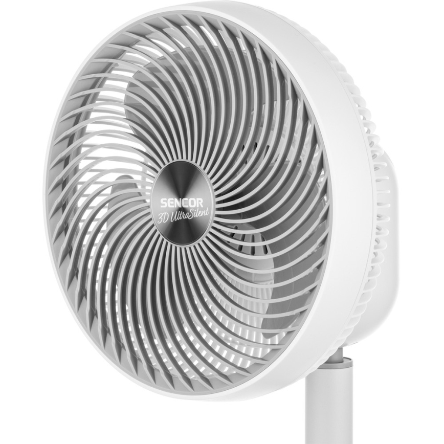 Sencor - Ventoinha de chão 3D UltraSilent 26W/230V branco + controlo remoto