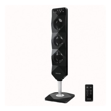 Sencor - Ventoinha de chão UltraThin 90W/230V preta + controlo remoto