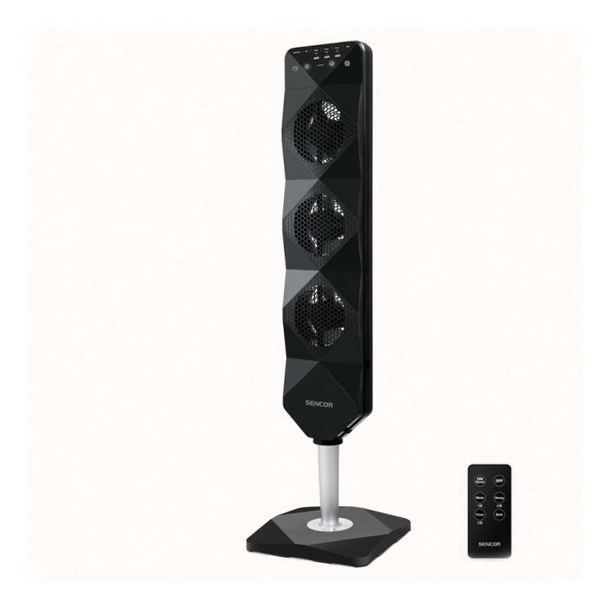Sencor - Ventoinha de chão UltraThin 90W/230V preta + controlo remoto