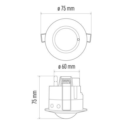 Sensor de movimento de micro-ondas encastrável MW B 360° 1200W/230V branco
