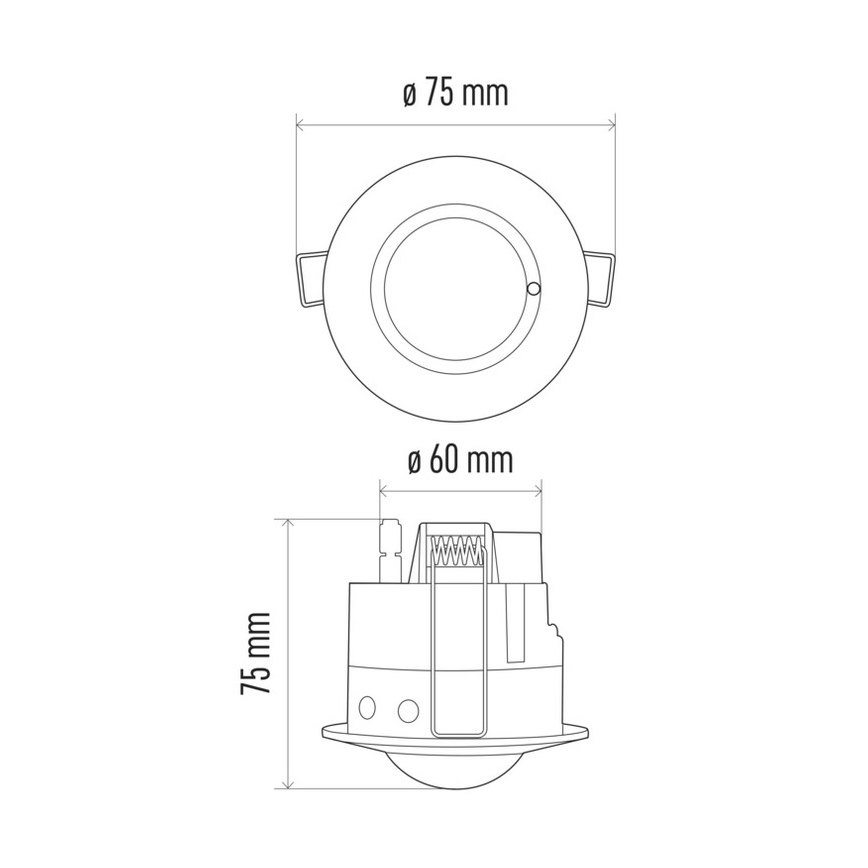 Sensor de movimento de micro-ondas encastrável MW B 360° 1200W/230V branco