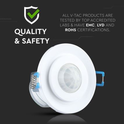 Sensor de movimento embutido PIR 360° 400W/230V branco