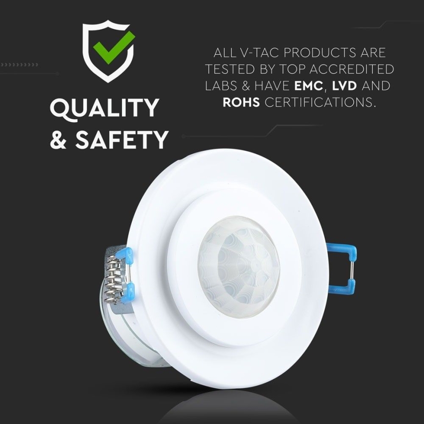Sensor de movimento embutido PIR 360° 400W/230V branco