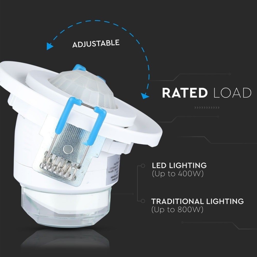 Sensor de movimento embutido PIR 360° 400W/230V branco