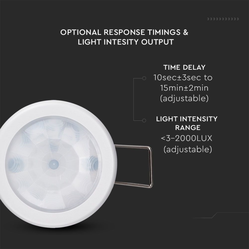 Sensor de movimento embutido PIR 360° 400W/230V branco