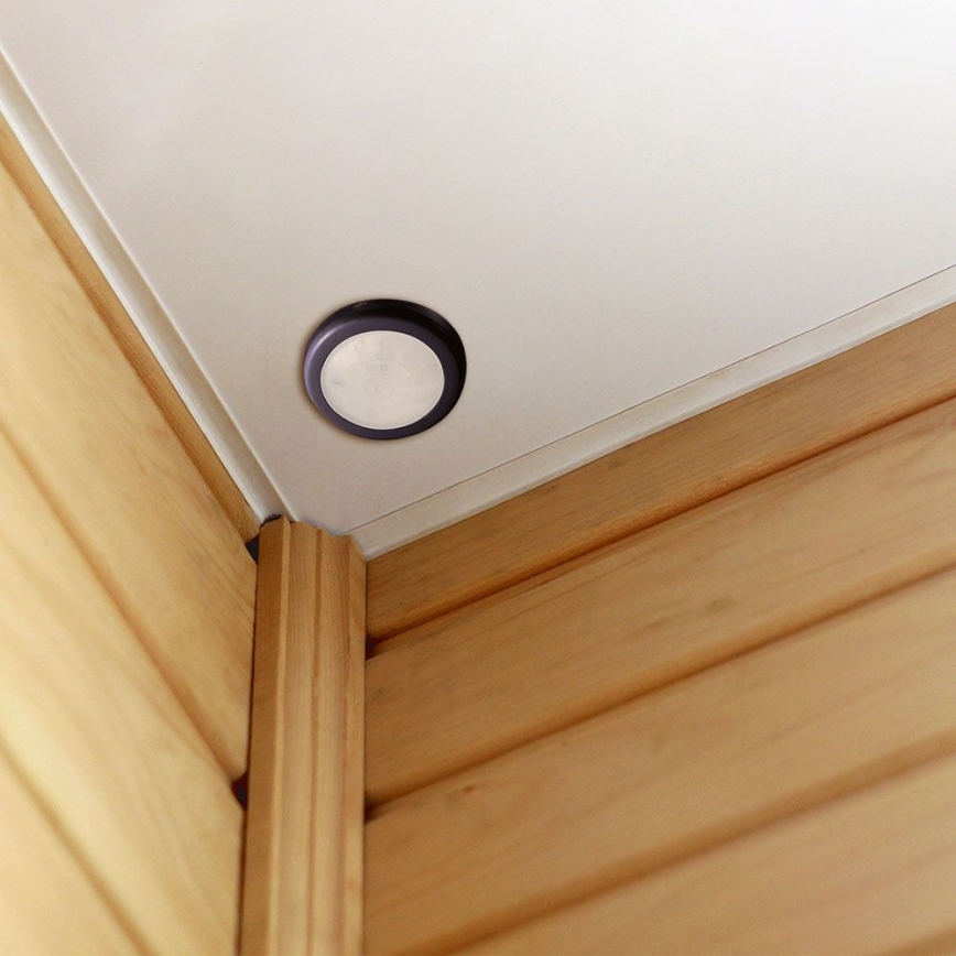 Sensor de movimento embutido PIR 360° 400W/230V preto