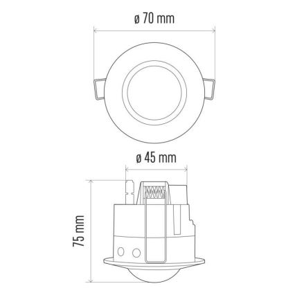 Sensor de movimento embutido PIR B 360° 1200W/230V branco