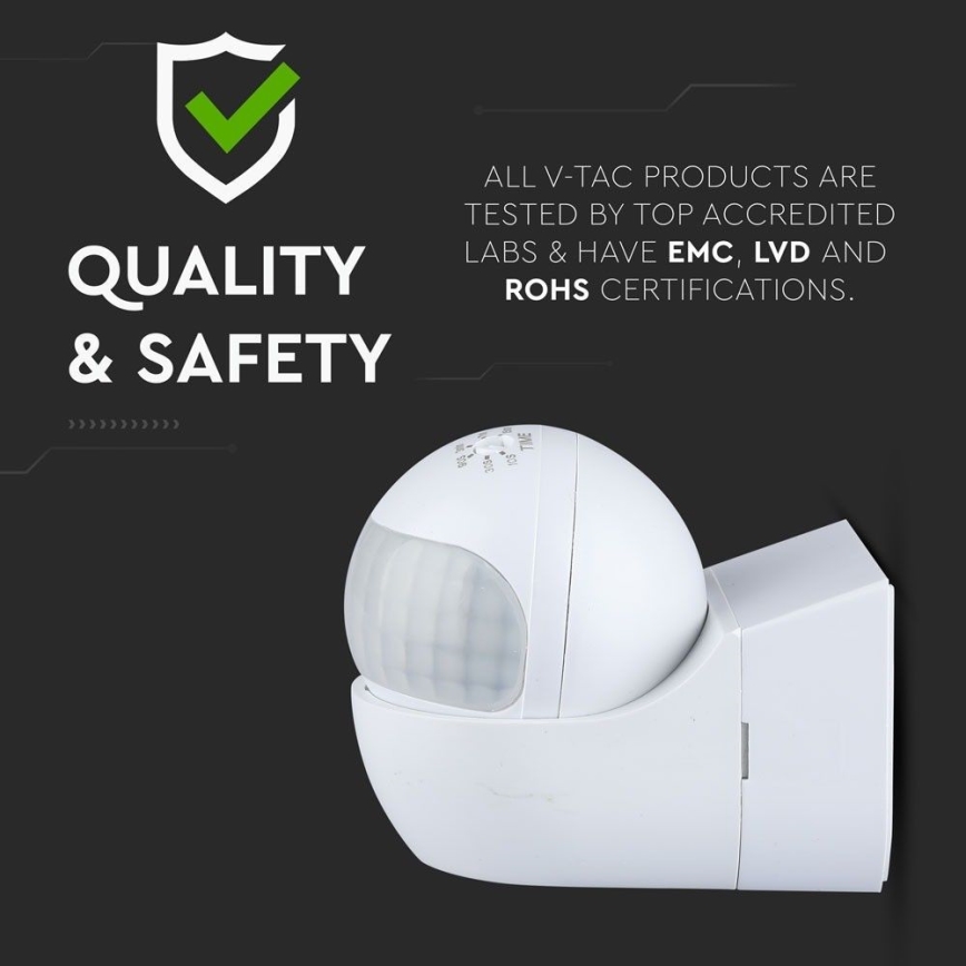 Sensor de movimento PIR 180° 800W/230V IP44 branco