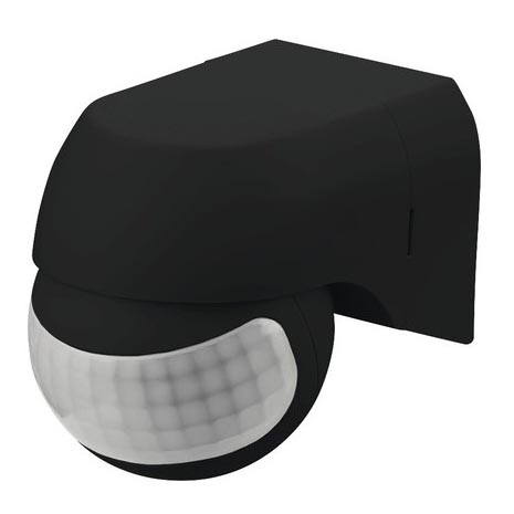 Sensor de movimento PIR 180° IP44 preto