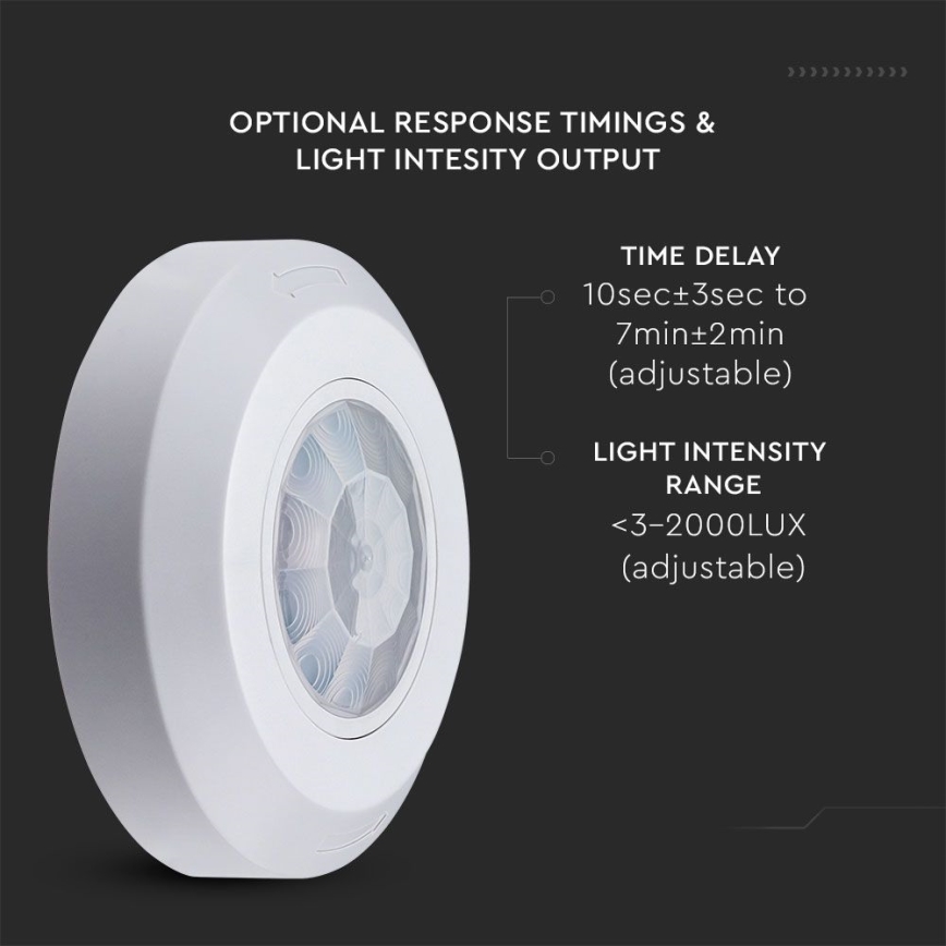 Sensor de movimento por infravermelhos 360° 200W/230V branco