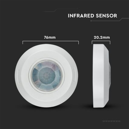 Sensor de movimento por infravermelhos 360° 200W/230V branco