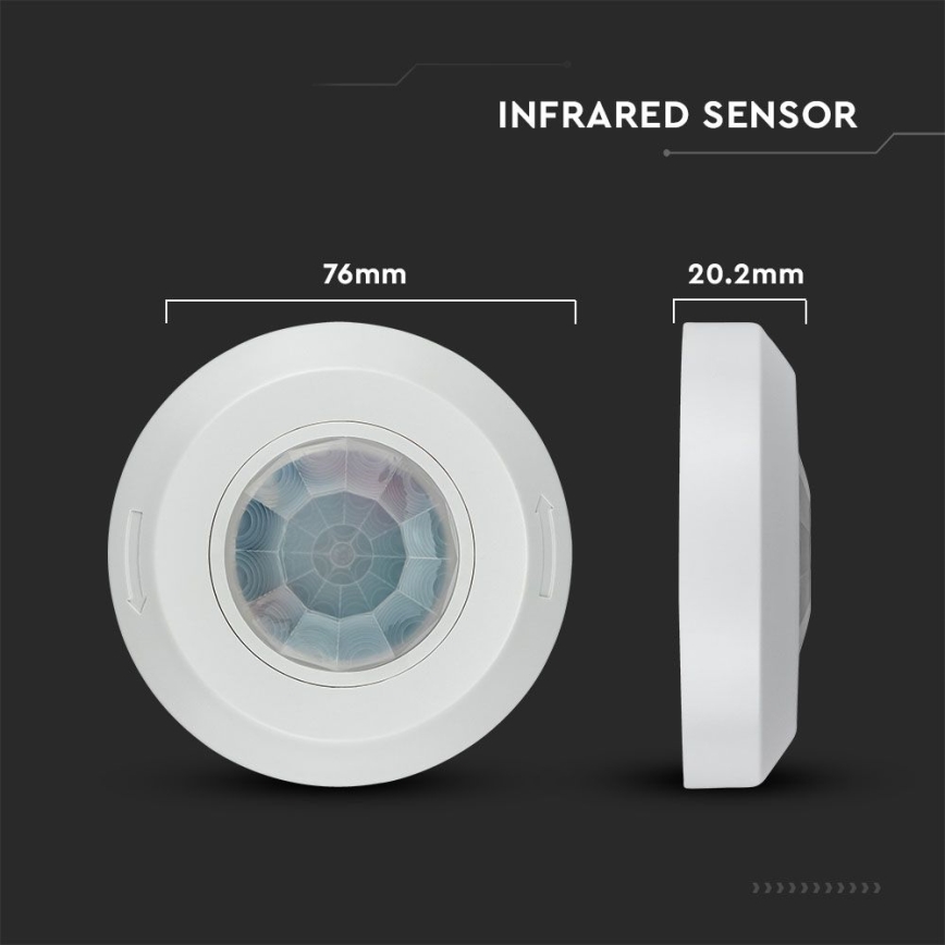 Sensor de movimento por infravermelhos 360° 200W/230V branco