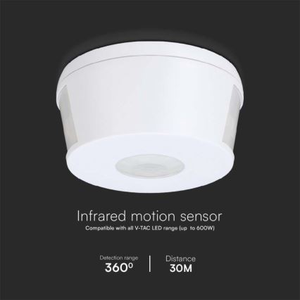 Sensor de movimento por infravermelhos 360° 230V branco