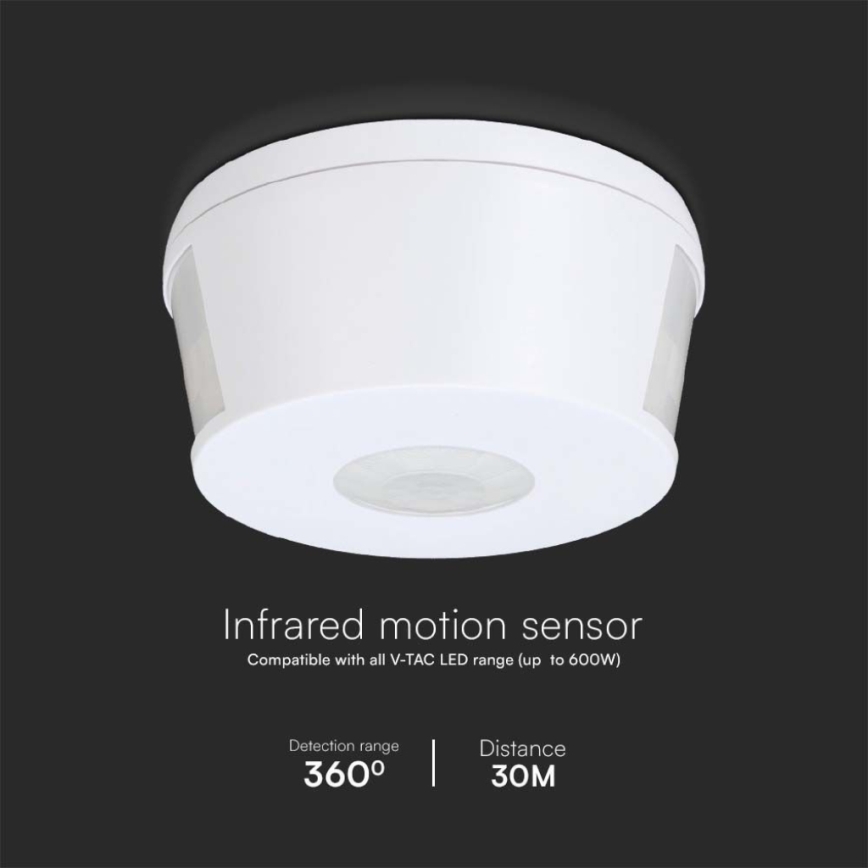 Sensor de movimento por infravermelhos 360° 230V branco
