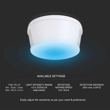 Sensor de movimento por infravermelhos 360° 230V branco
