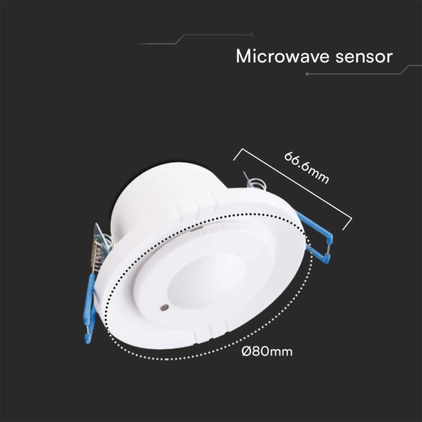 Sensor embutido de movimento por microondas 360° 230V branco