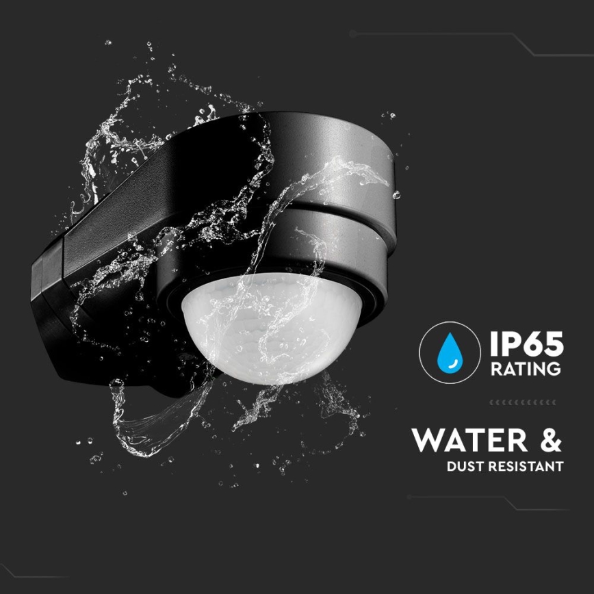 Sensor exterior de movimento por infravermelhos 240° 600W/230V IP65 preto