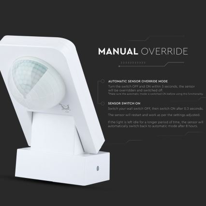 Sensor exterior de movimento por infravermelhos 360° 1000W/230V IP65 branco