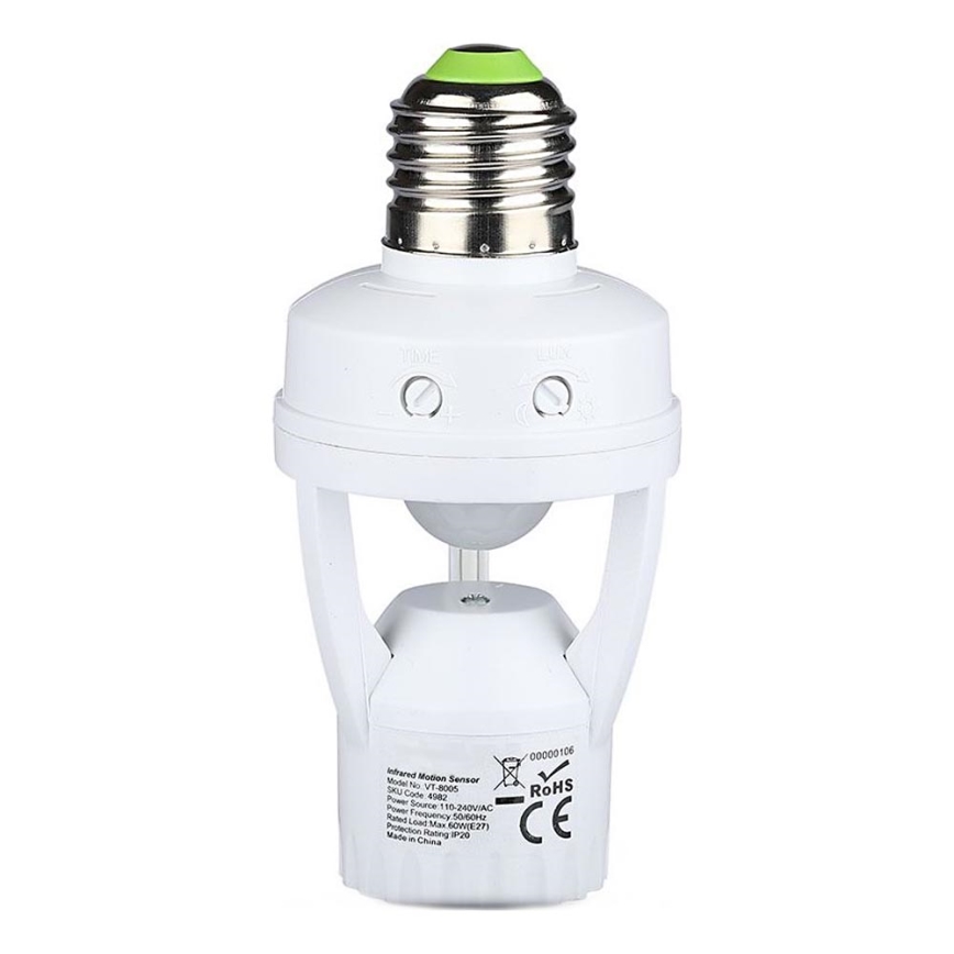 Sensor PIR para lâmpada E27 branco