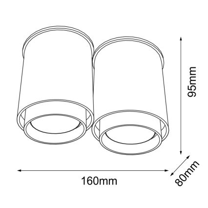 Shilo - Iluminação de teto 2xGU10/15W/230V preta