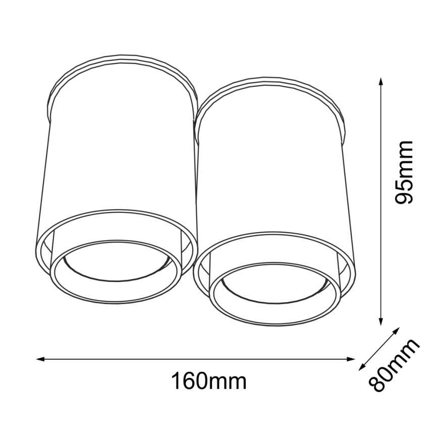 Shilo - Iluminação de teto 2xGU10/15W/230V preta