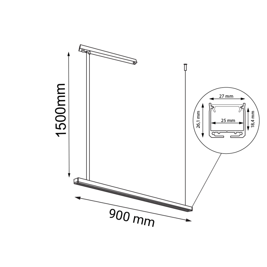 Shilo - Candelabro suspenso LED LED/32W/230V 3000K CRI 90 preto