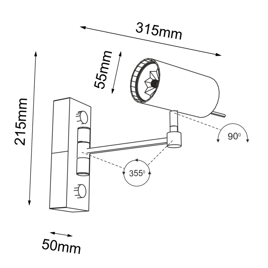 Shilo - Candeeiro de parede 1xGU10/15W/230V preto