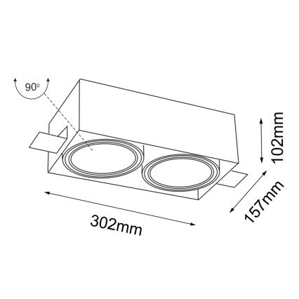 Shilo - Iluminação embutida 2xGU10/15W/230V branca