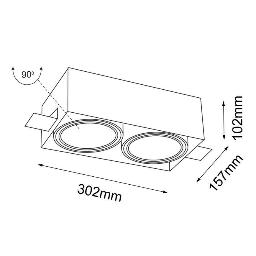 Shilo - Iluminação embutida 2xGU10/15W/230V branca