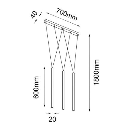 Shilo - Candelabro suspenso 3xG9/10W/230V