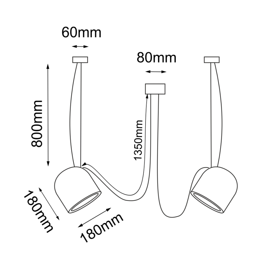 Shilo - Candeeiro suspenso 2xE14/15W/230V aranha preto
