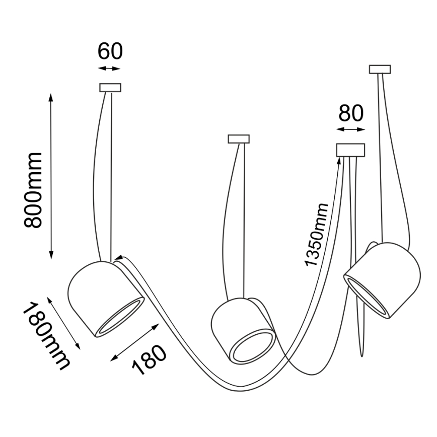 Shilo - Candeeiro suspenso 3xE14/15W/230V aranha preto