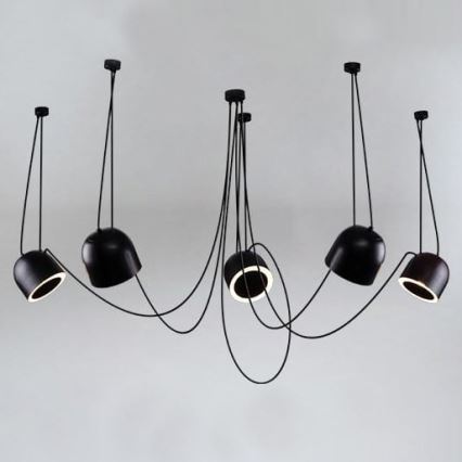 Shilo - Candeeiro suspenso 5xE14/15W/230V aranha preto