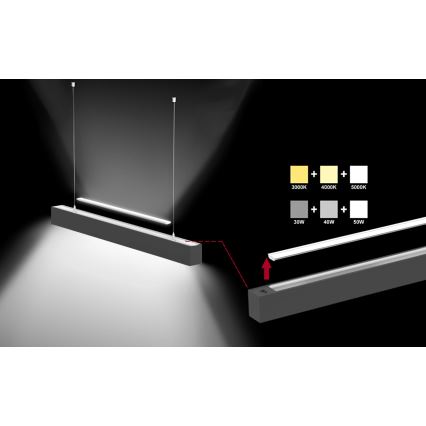 Sinclair - Iluminação de teto LED LSM LED/40W/230V 3000K/4000K/5000K 120 cm preto