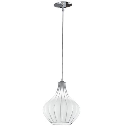 SIRU - Candeeiro suspenso AURIGA 1xE14/40W/230V diâmetro 26 cm cromado mate/branco Vidro veneziano