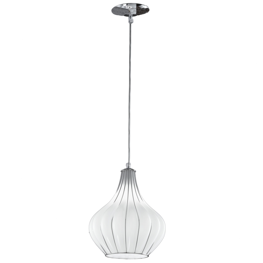 SIRU - Candeeiro suspenso AURIGA 1xE14/40W/230V diâmetro 26 cm cromado mate/branco Vidro veneziano