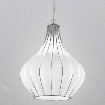 SIRU - Candeeiro suspenso AURIGA 1xE14/40W/230V diâmetro 26 cm cromado mate/branco Vidro veneziano