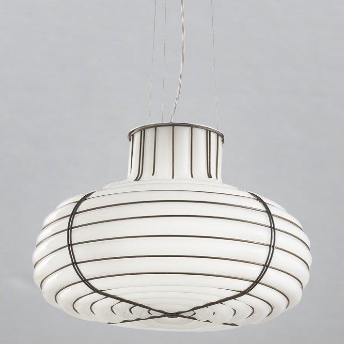 SIRU - Candeeiro suspenso CHAPEAU 2xE14/40W/230V cromado mate/branco Vidro veneziano