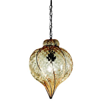 SIRU - Candeeiro suspenso GOCCIA 1xE27/60W/230V diâmetro 25 cm bege/castanho Vidro veneziano