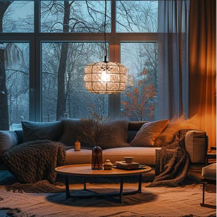 SIRU - Candeeiro suspenso TERRA 1xE27/60W/230V preto/transparente Vidro veneziano