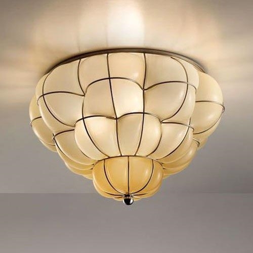 SIRU - Iluminação de teto POUFF 3xE27/60W/230V cromado brilhante/bege Vidro veneziano