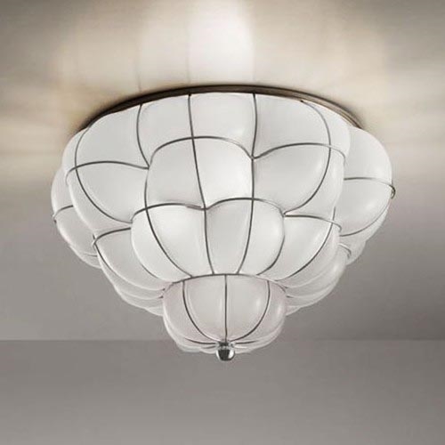 SIRU - Iluminação de teto POUFF 3xE27/60W/230V cromado brilhante/branco Vidro veneziano