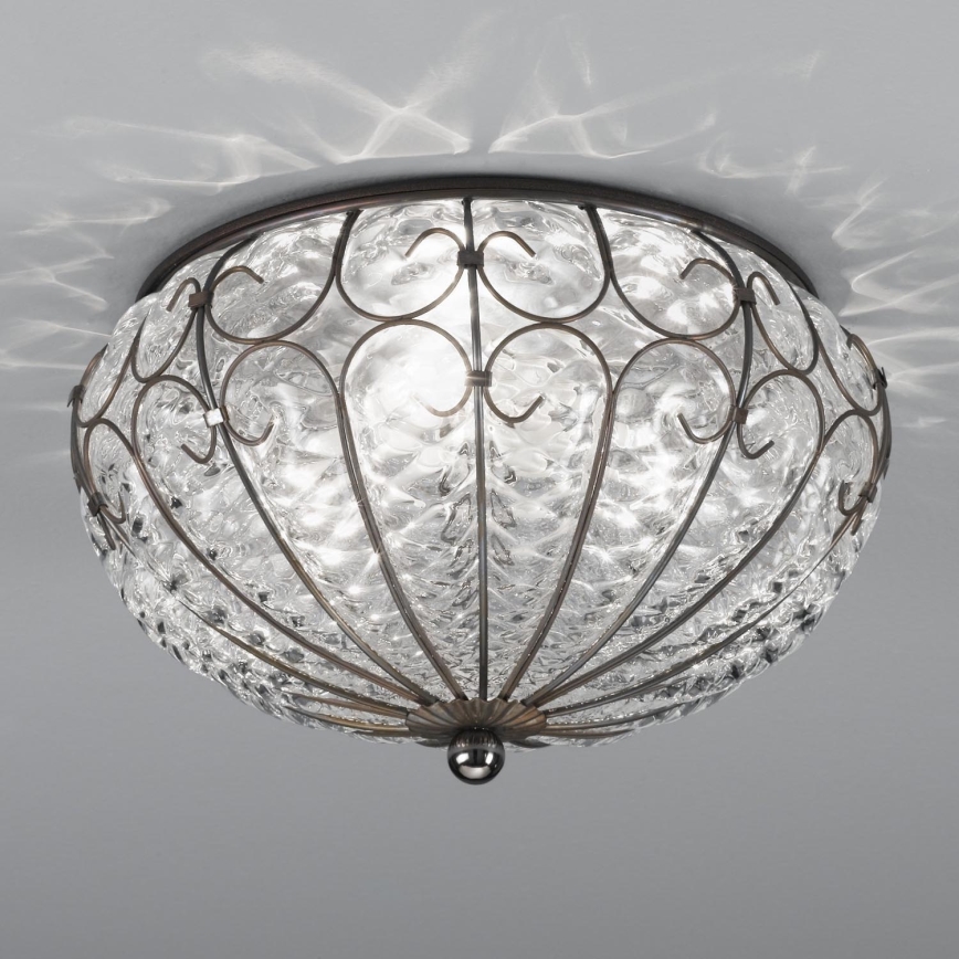 SIRU - Iluminação de teto SAN TOMÀ 3xE14/40W/230V transparente/cromado mate Vidro veneziano