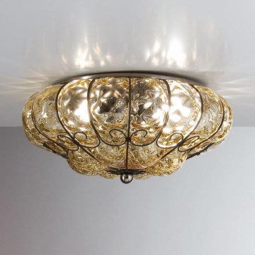 SIRU - Iluminação de teto SOLE 3xE14/40W/230V diâmetro 31 cm bege/cromado mate Vidro veneziano
