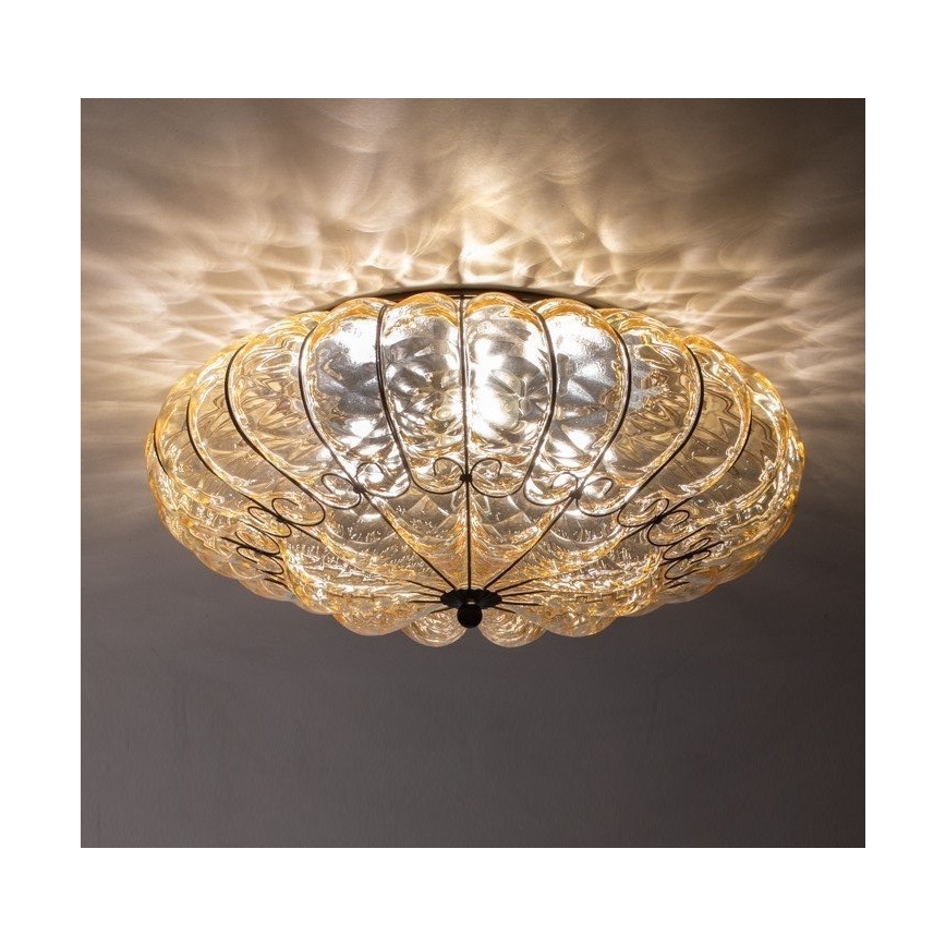SIRU - Iluminação de teto SOLE 3xE14/40W/230V diâmetro 31 cm bege/cromado mate Vidro veneziano