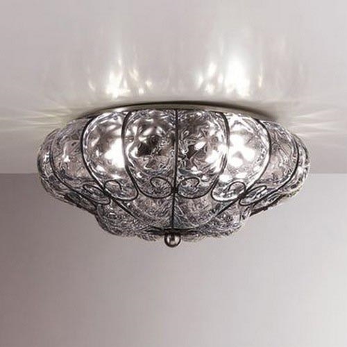 SIRU - Iluminação de teto SOLE 3xE14/40W/230V diâmetro 31 cm transparente/cromado mate Vidro veneziano