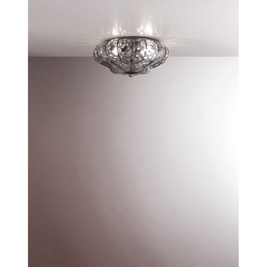 SIRU - Iluminação de teto SOLE 3xE14/40W/230V diâmetro 31 cm transparente/cromado mate Vidro veneziano