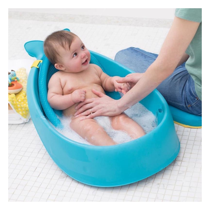Skip Hop - Banheira infantil com almofada ergonômica MOBY 3 azul