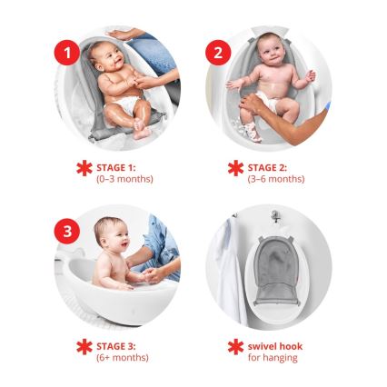 Skip Hop - Banheira infantil com almofada ergonômica MOBY 3 branca